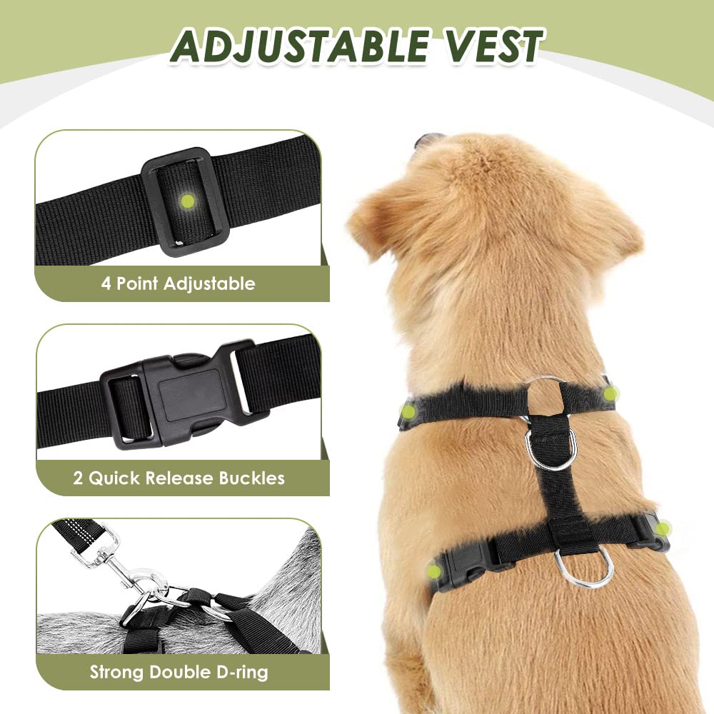Arnés de coche para perro con correa, ajustable, malla transpirable, con cinturón de seguridad, talla L, negro