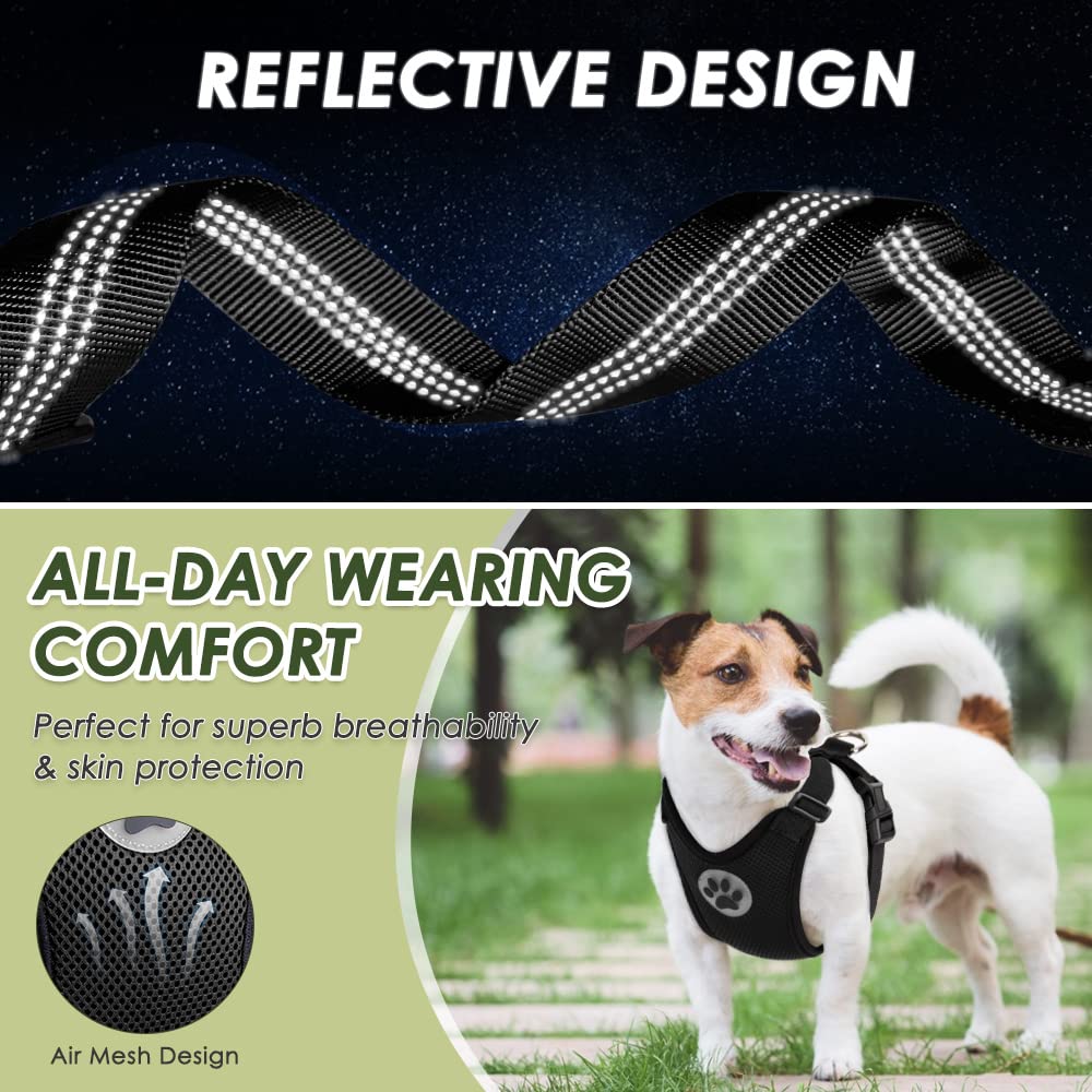 Arnés de coche para perro con correa, ajustable, malla transpirable, con cinturón de seguridad, talla L, negro